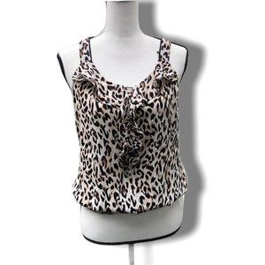 WHBM Leopard Print Tank Top W Ruffled   Neckline